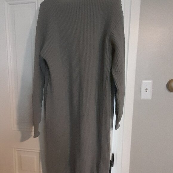 Medium Gray Color - Long Open Coat/Sweater Cardigan (L)  (NWOT) - Picture 2 of 3